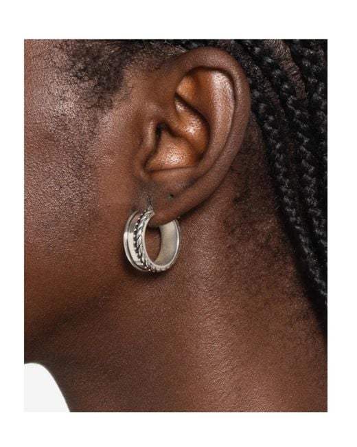 MM6 by Maison Margiela White Engraved Hoop Earrings
