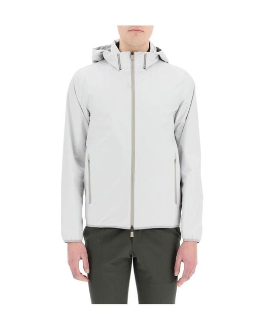 Herno Blue Zipped Hooded Jacket for men