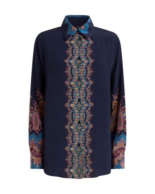 Etro Blue Paisley-Print Buttoned Shirt