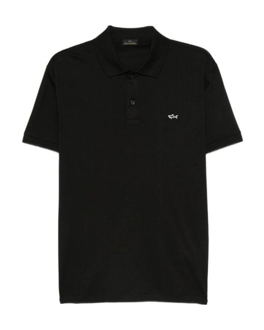 Paul & Shark Black Embroidered Polo Shirt for men