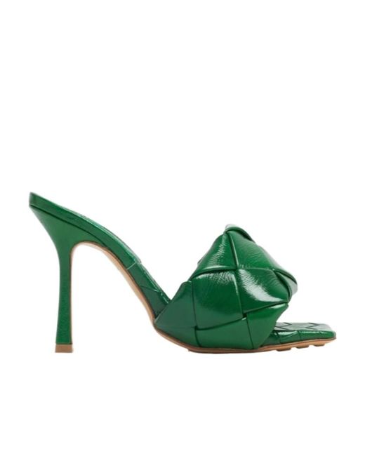 Bottega Veneta Green Lido Slides