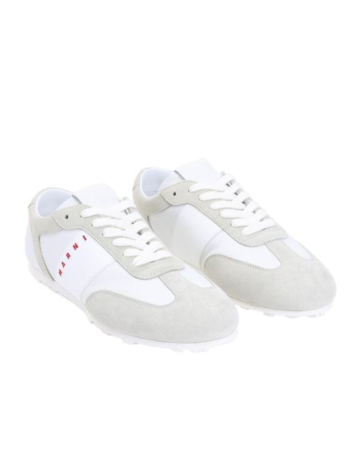 Marni White Round-Toe Sneakers