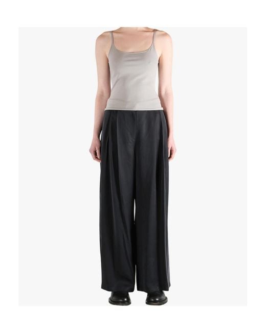 Amomento Black Cupro Two Tuck Wide Pants