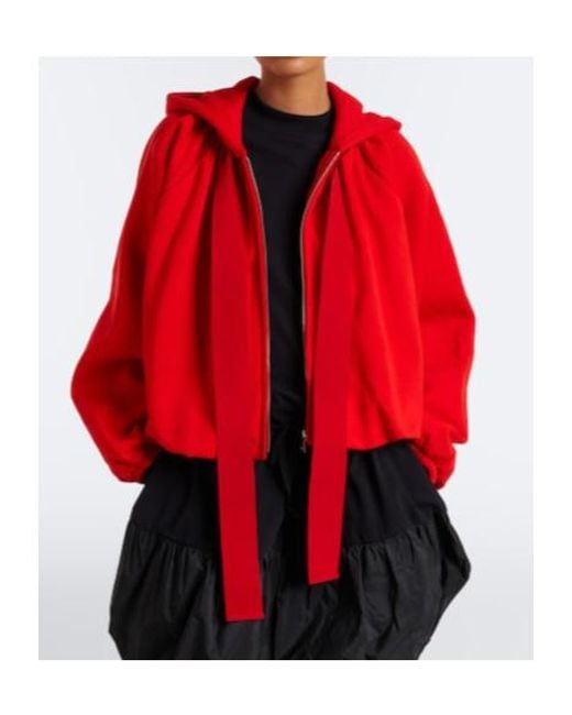 Patou Red Cotton Zip-Up Hoodie