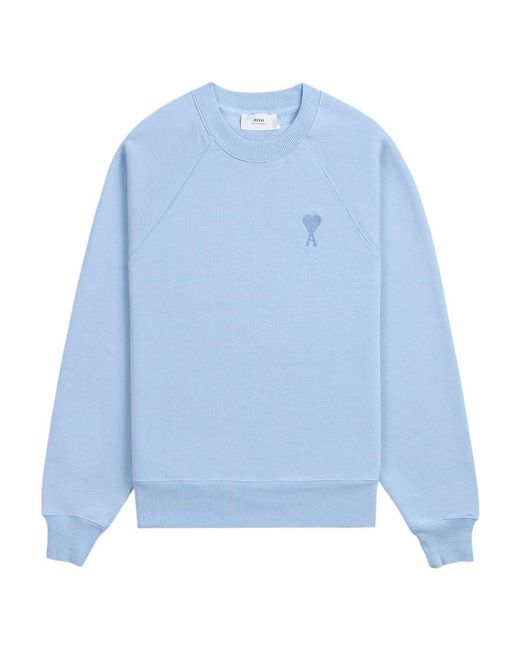 AMI Blue Tonal-Logo Organic Cotton Sweatshirt for men