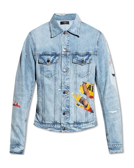 Amiri Blue Long-Sleeved Denim Coat for men