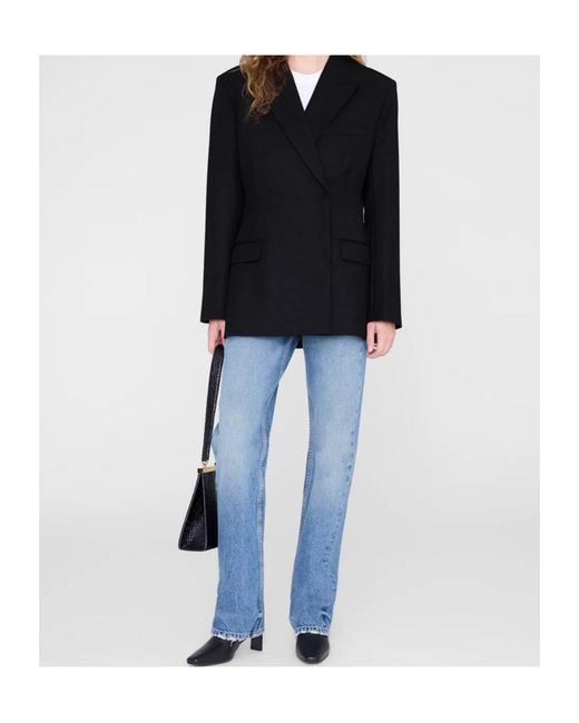 Anine Bing Black Aretha Long Sleeve Blazer