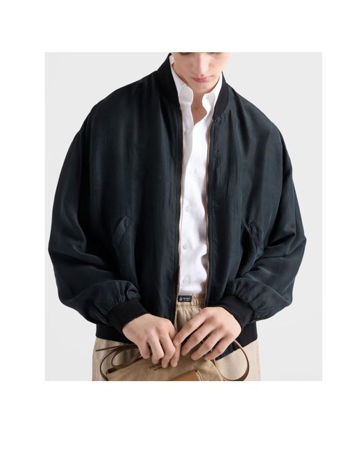 Prada Black Silk Bomber Jacket for men
