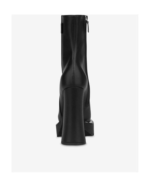 Moschino Black 160Mm Platform Leather Boots