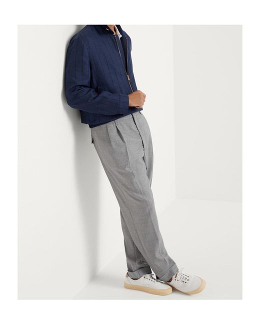 Brunello Cucinelli Gray Tapered Virgin-Wool Trousers for men