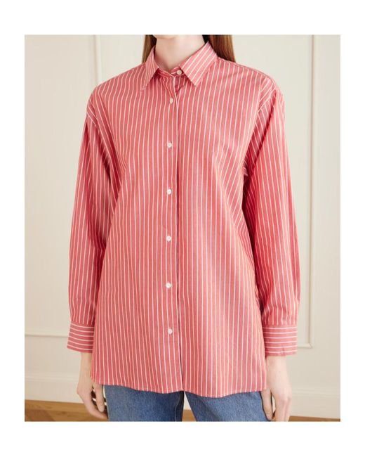 Nili Lotan Pink Yorke Striped Cotton Shirt