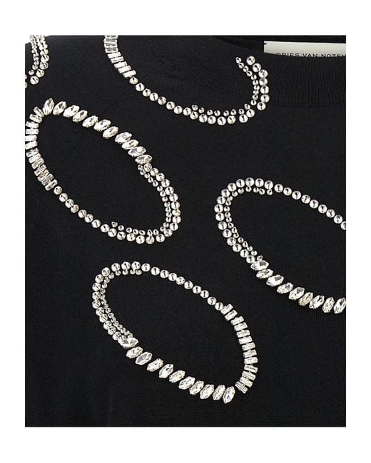 Dries Van Noten Black Embellished Knitted Top