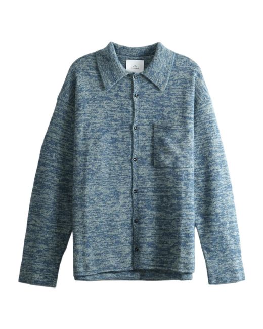 The Elder Statesman Blue Knitted Buttoned Shirt for men