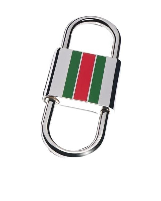 Gucci White Key Chain With Web Enamel for men