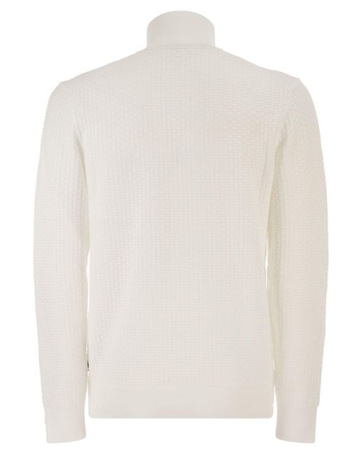 Boss White Boss Textured Half Zip Knitted Sweater for men