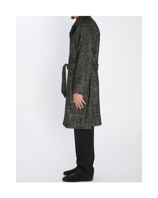 Tagliatore Green Salomon Diagonal-Pattern Midi Coat for men