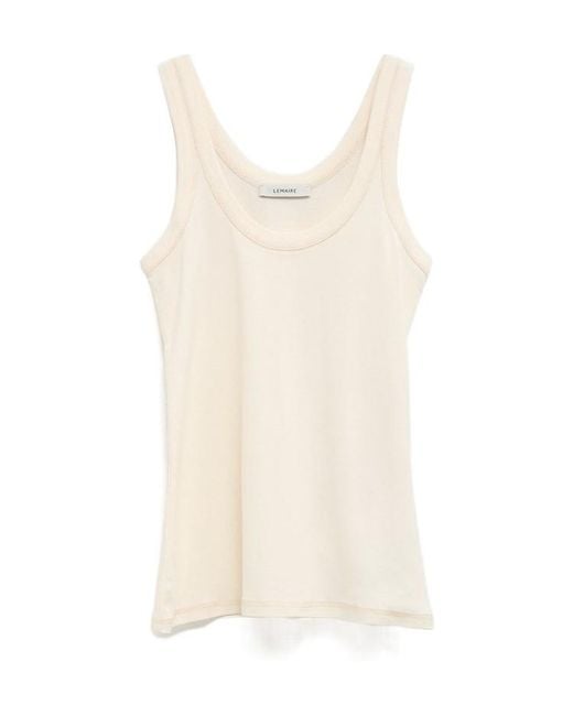 Lemaire White Sleeveless Ribbed-Knit Tank Top