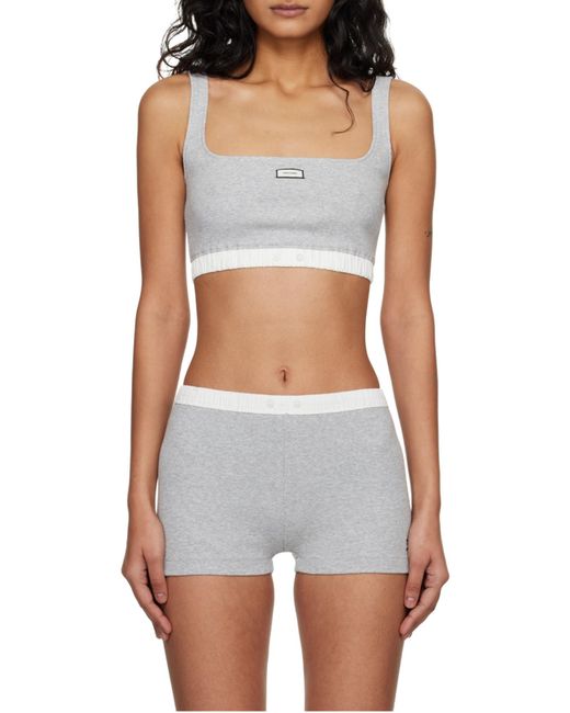 Entire studios Gray Ribbed Elastic-Waist Shorts
