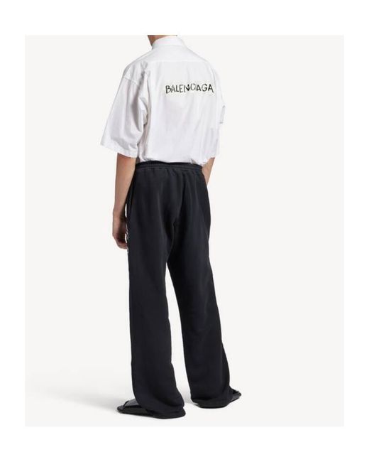 Balenciaga Black Baggy Cursive Wide-Leg Pants for men