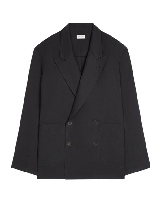 Dries Van Noten Black Double-Breasted Suit Jacket for men