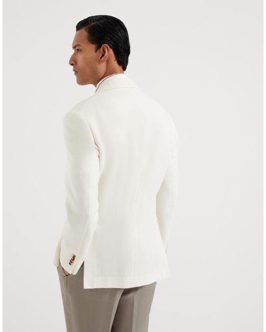 Brunello Cucinelli White Single-Breasted Long Sleeved Blazer for men