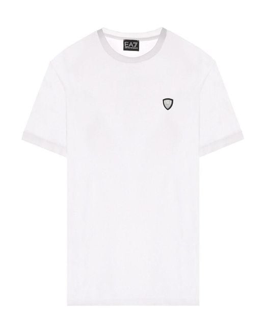 Emporio Armani White Logo Sticker Short-Sleeved T-Shirt for men