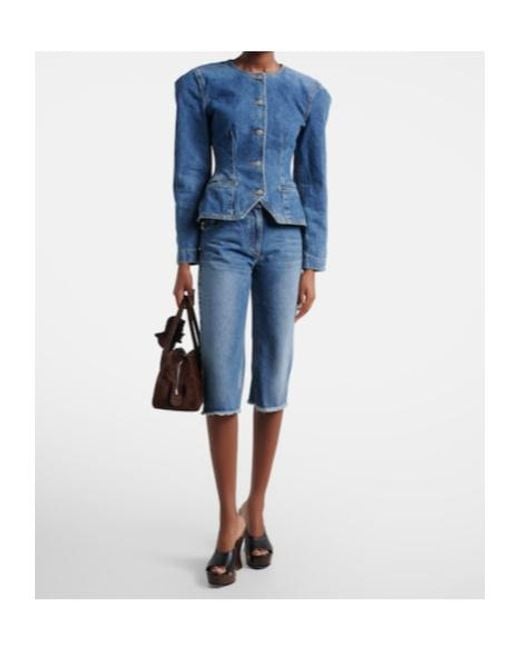 Magda Butrym Blue Faded Capri Jeans