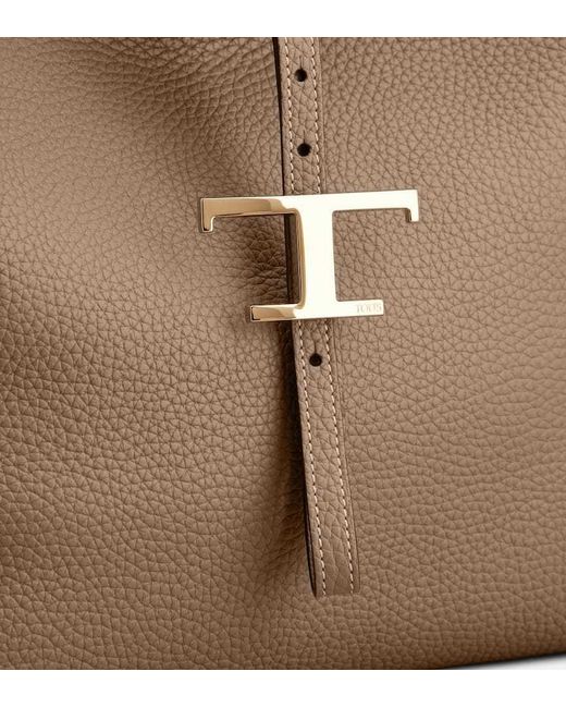 Tod's Brown Small T Timeless Leather Shoulder Bag