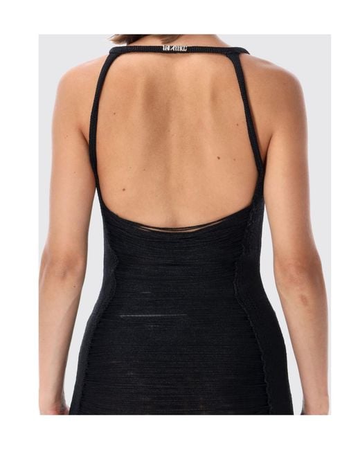 The Attico Black The Frige Sheer Mini Dress