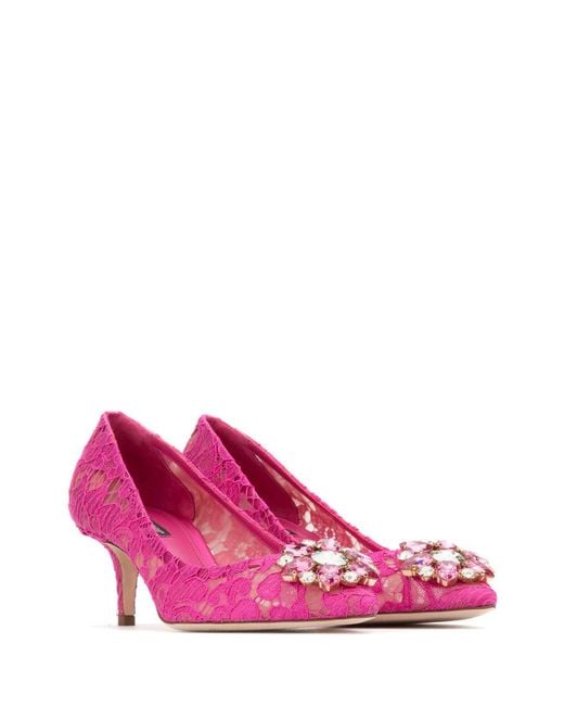 Dolce & Gabbana Pink Bellucci Lace Pumps