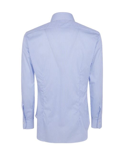 Barba Napoli Blue Long-Sleeved Shirt for men