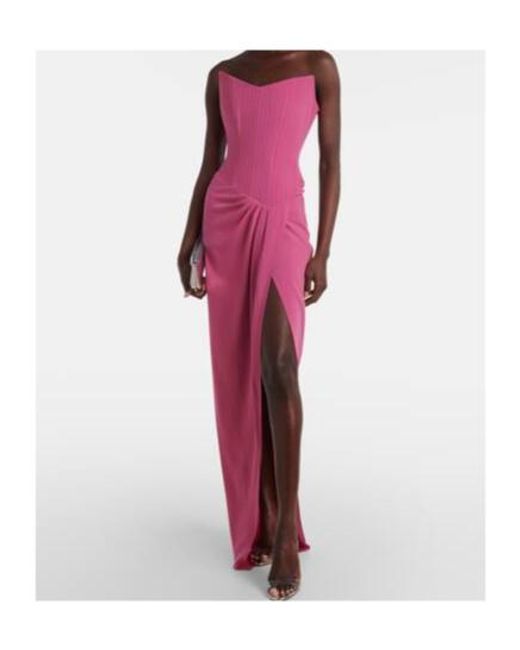 Alex Perry Pink Draped Crêpe Corset Gown