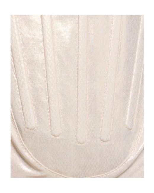 Mugler White Plain Knit Sheer One-Piece Swimsuit