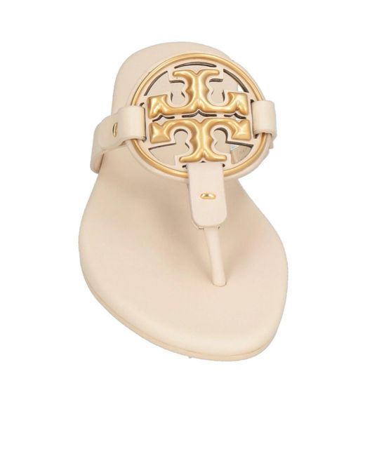Tory Burch Natural Plain Colour Flip Flops