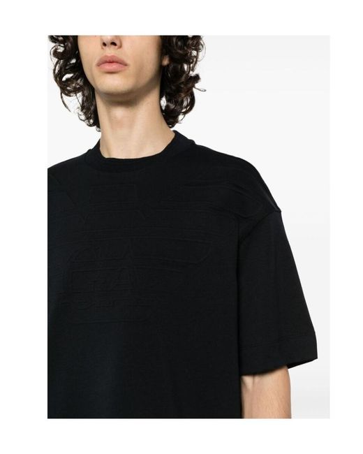 Emporio Armani Black Crew-Neck Cotton T-Shirt for men