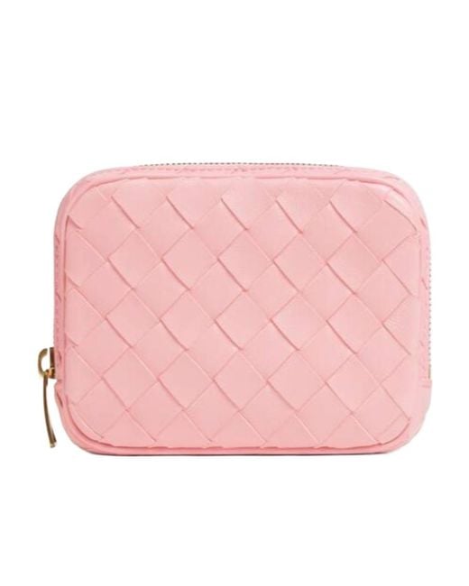 Bottega Veneta Pink Small Calfskin Intrecciato Pouch