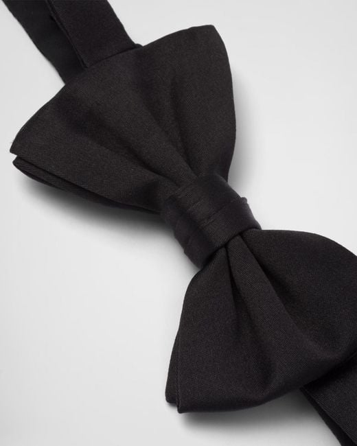 Prada White Satin Bowtie for men