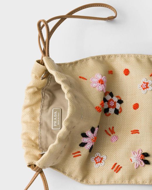 Prada Natural Drawstring Clutch