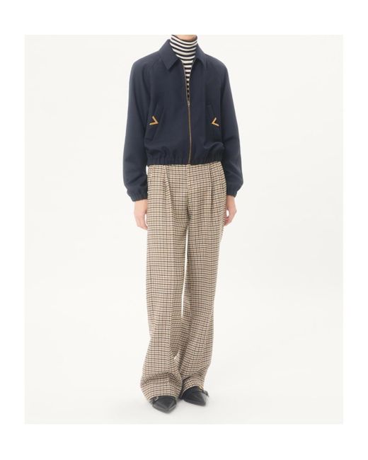 Valentino Blue Logo Plaque Zip-Up Bomber Jacket for men