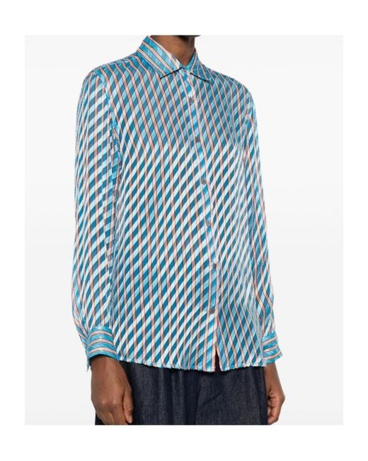 Dries Van Noten Blue Striped Shirt