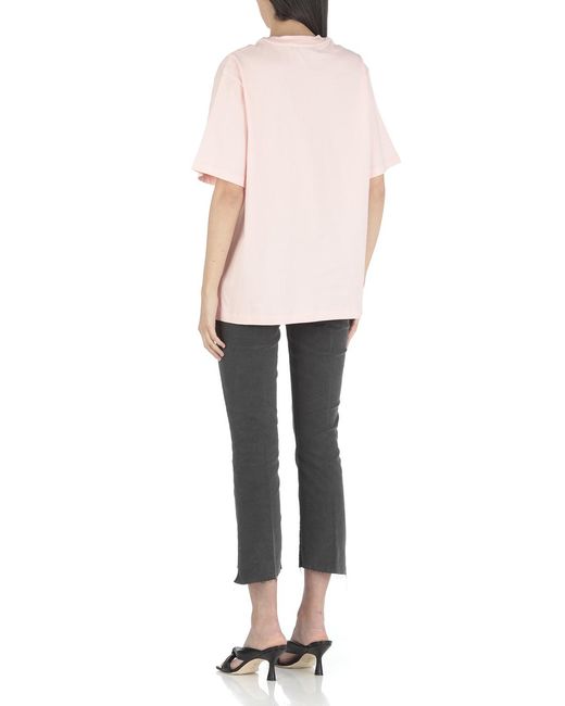 MSGM Pink Graphic-Print Short-Sleeved T-Shirt