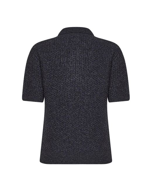 Prada Black Short-Sleeved Wool And Mouliné Cashmere Polo Sweater