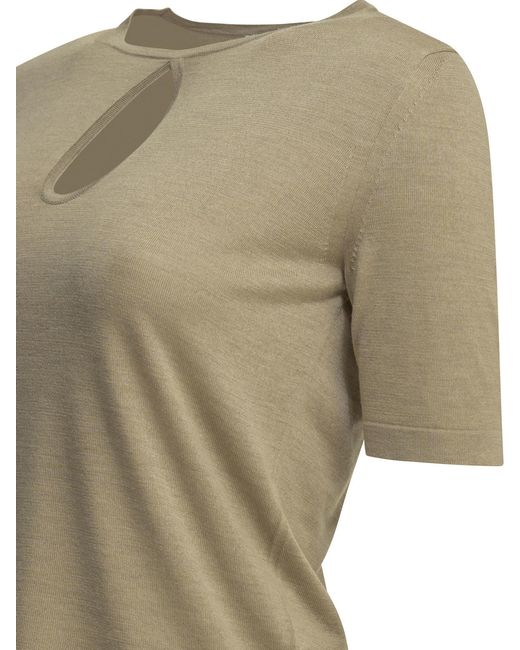 Max Mara Green Keyhole Short-Sleeve Knitted Sweater