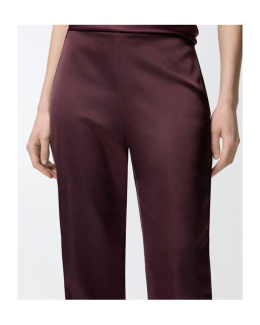 Pinko Purple Pinolo Flared Satin Trousers
