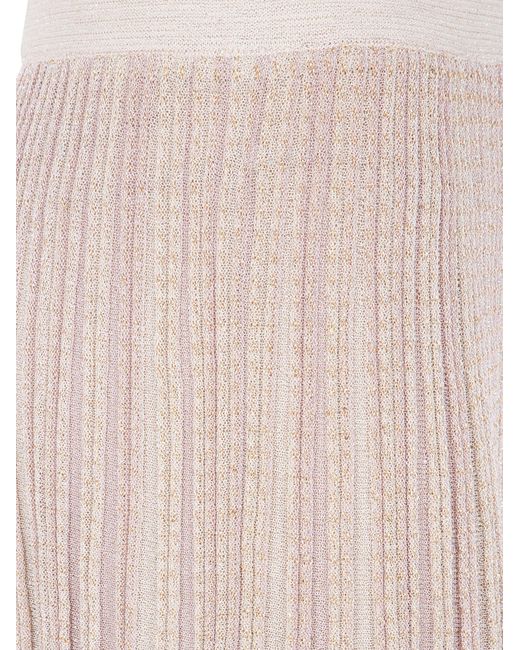 Blugirl Blumarine Pink Striped Lurex Knitted Skirt
