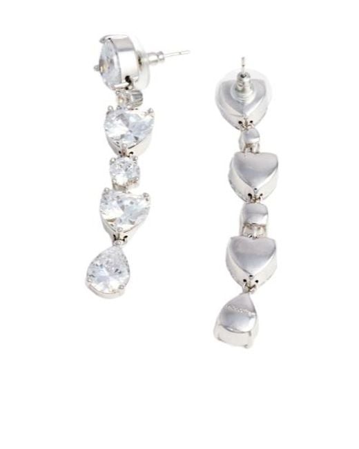 Self-Portrait White Crystal Heart Drop Earrings