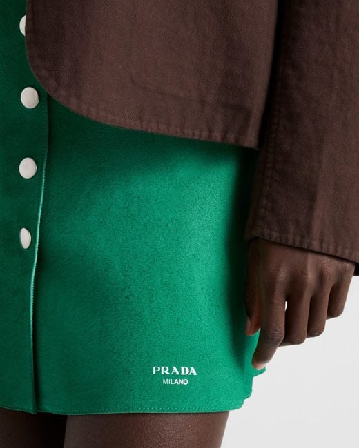 Prada Green A-Line Button Detailed Skirt