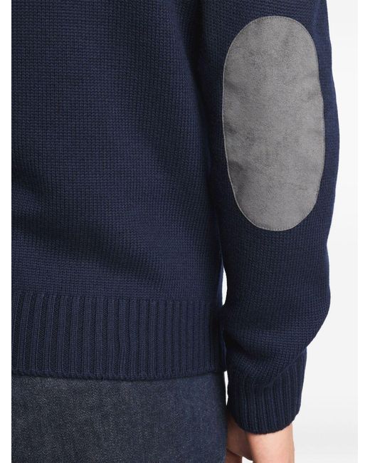 Fay Blue Hook-Closure Mock Turtleneck Jumper for men