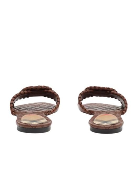 Burberry Brown Knight Stamp Crest Slides