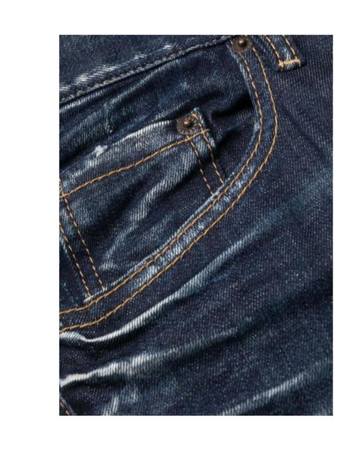 DSquared² Blue Dark Clean Wash Skater Jeans for men